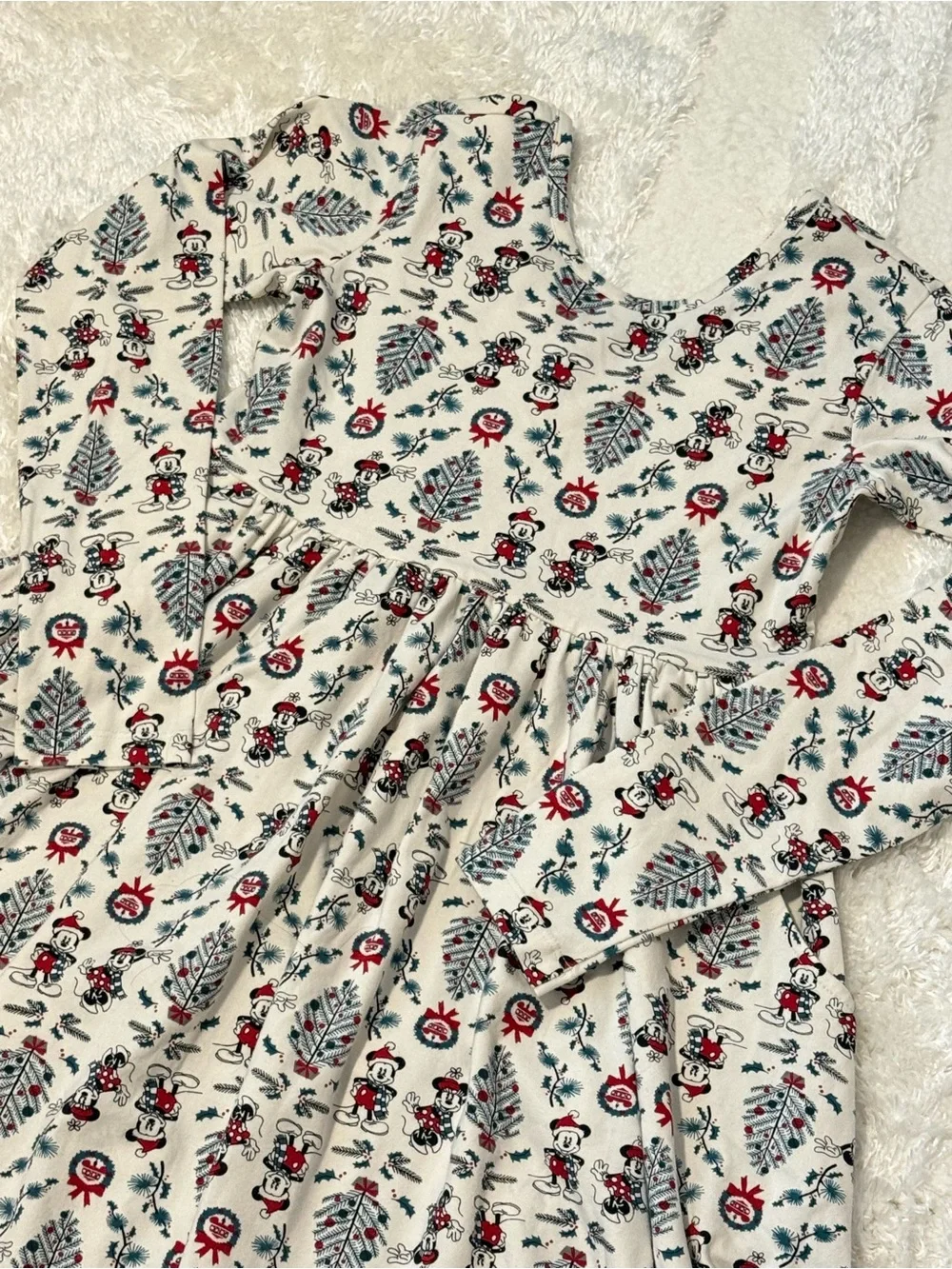Hanna Andersson Long-Sleeve Holiday Disney Character Dress w/ Red & Blue Accent